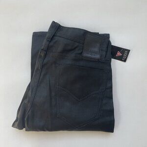 Guess Men’s Desmond Relaxed Straight Leg Jeans Black Coated Denim Size 29